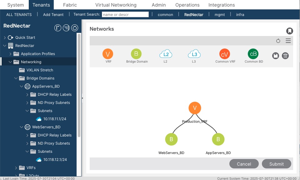 Topology view of VRF and BDs