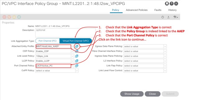 Check Interface Policy Group